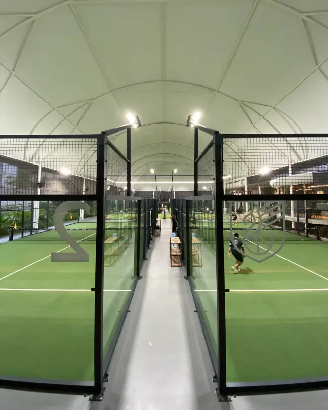 The walkway between courts