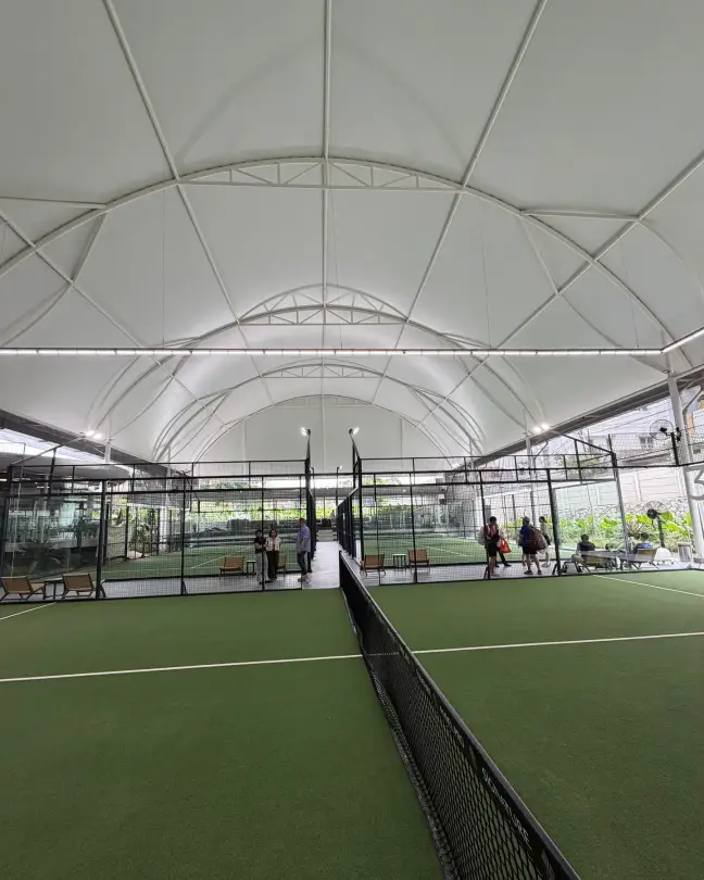 Court and net under the tensile roof